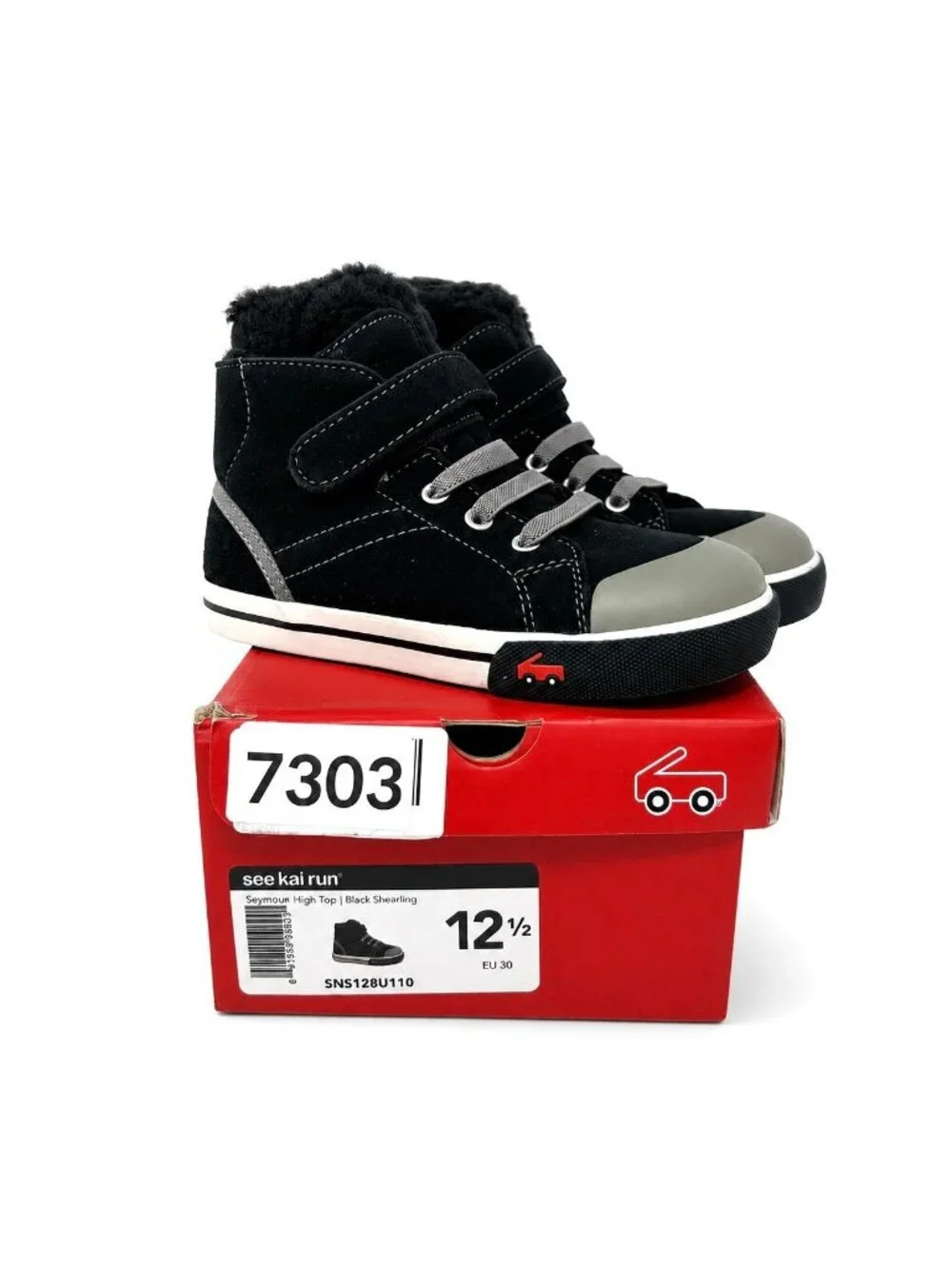 See Kai Run Seymour Devon Black Shearling High Top Sneakers Kids 12.5 EU 30